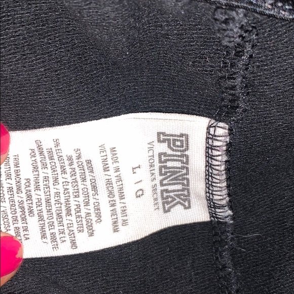 black sweat pants with leather strip up the side - Picture 3 of 3